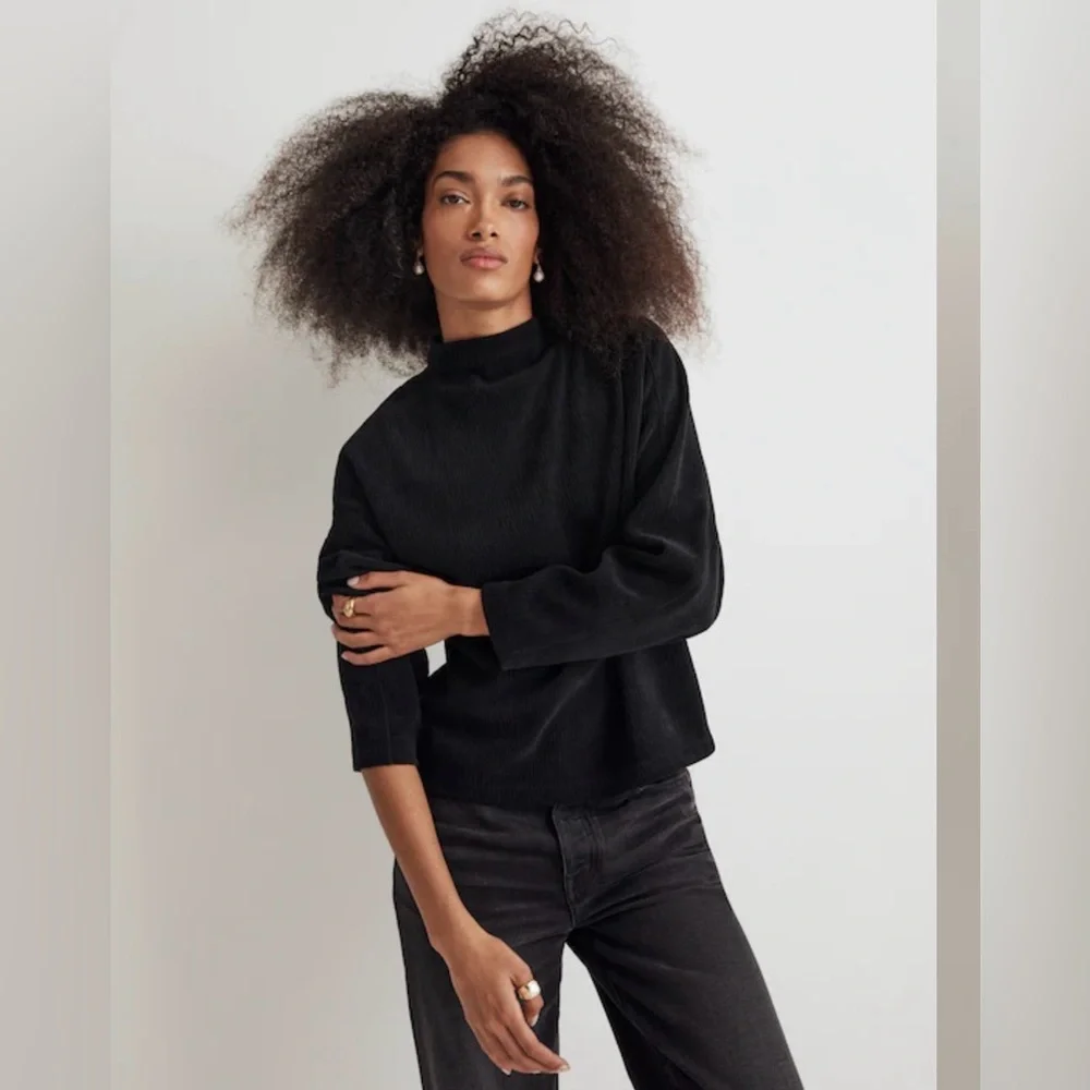 Madewell Striped Jacquard Funnelneck Top